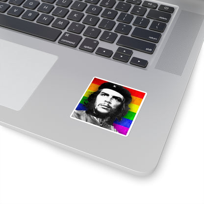 Che Guevara Rainbow Flag Square Sticker — LGBTQ Pride Revolution Decal